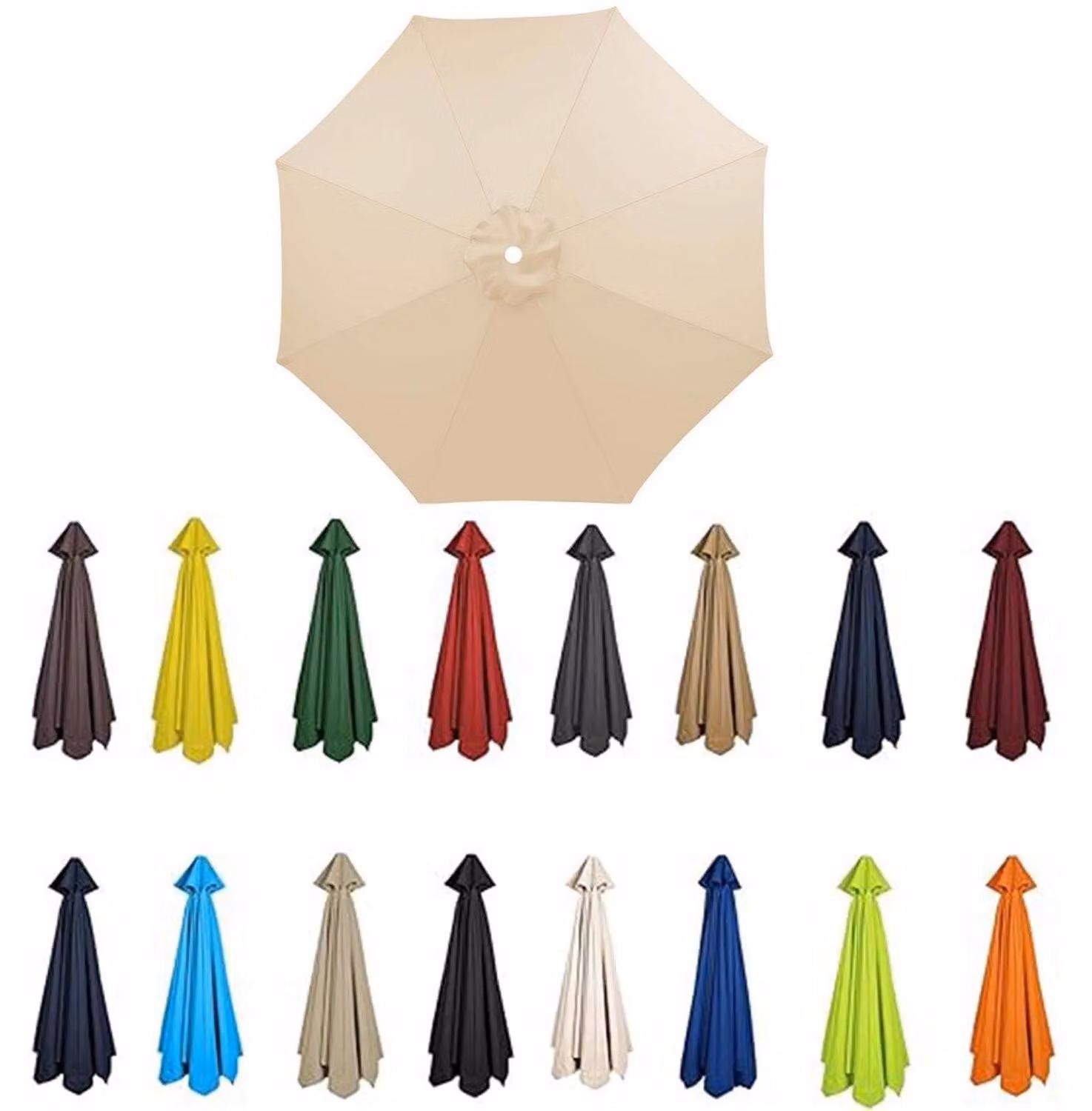 Copertura di ricambio per ombrellone, dimensioni da 3,5 metri a 2 metri, 6/8 stecche, color beige, protezione UV 50