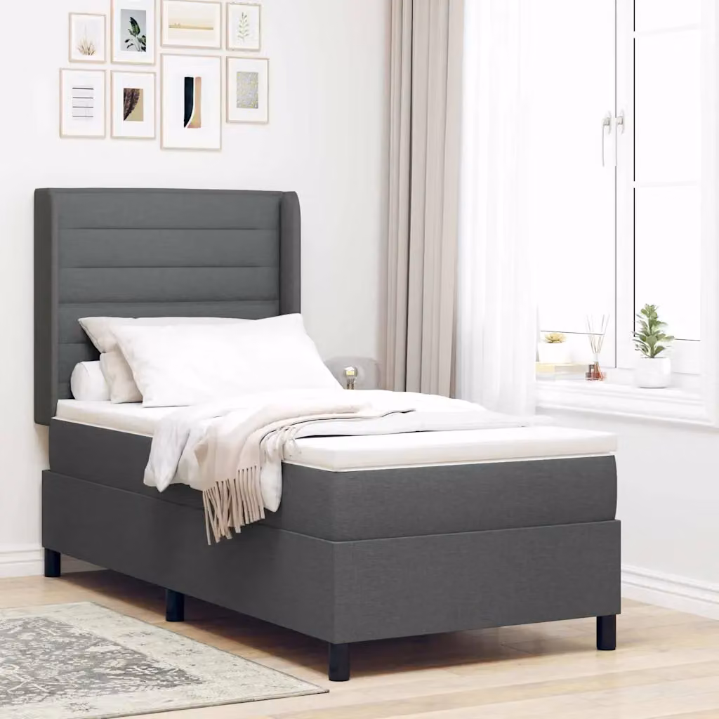 Letto a molle con illuminazione LED vidaXL in tessuto grigio, L 200 x L 80 cm – 1