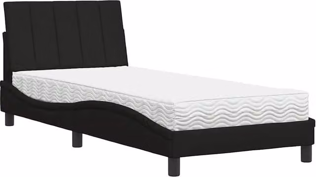 Letto singolo | Letto per adulti | Letto con Materasso Hanko Nero 80x200 cm in Tessuto