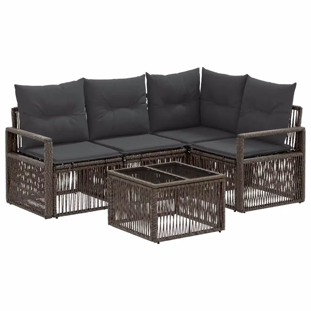 Set Divano da Giardino a L con Tavolino da Caffè vidaXL, 5 Pezzi, Grigio – 2