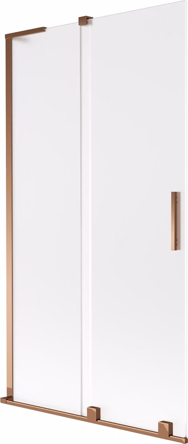 Mexen Velar L paravento vasca da bagno 2 ante scorrevoli 100 x 150 cm, brina, oro rosa - 896-100-003-31-60