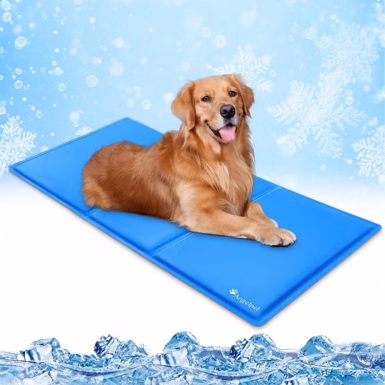 Tappetino refrigerante per cani, dimensioni 90x50 cm, colore blu. Tappetino in gel auto-raffreddante, resistente e impermeabile, ideale per l'estate