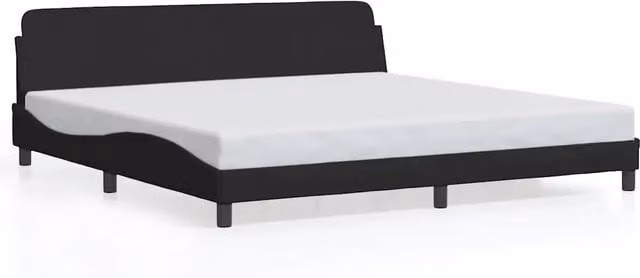 Letto matrimoniale | Letto per adulti | Giroletto Dover Nero 200x200 cm in Tessuto
