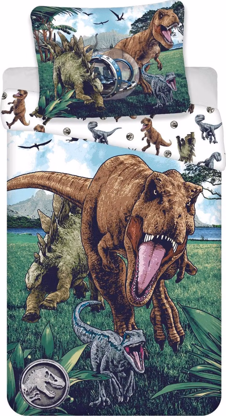 Biancheria da letto in cotone Jurassic World, 140x200 cm e 70x90 cm