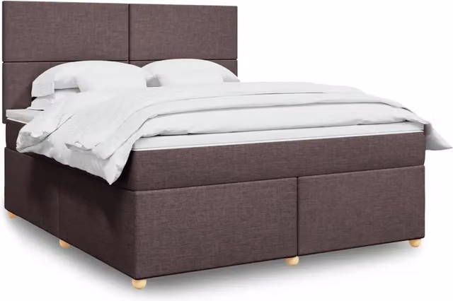 vidaXL Letto Ibrido con Materasso in Tessuto Marrone e Bianco L/P: 180 x 200 cm – 2
