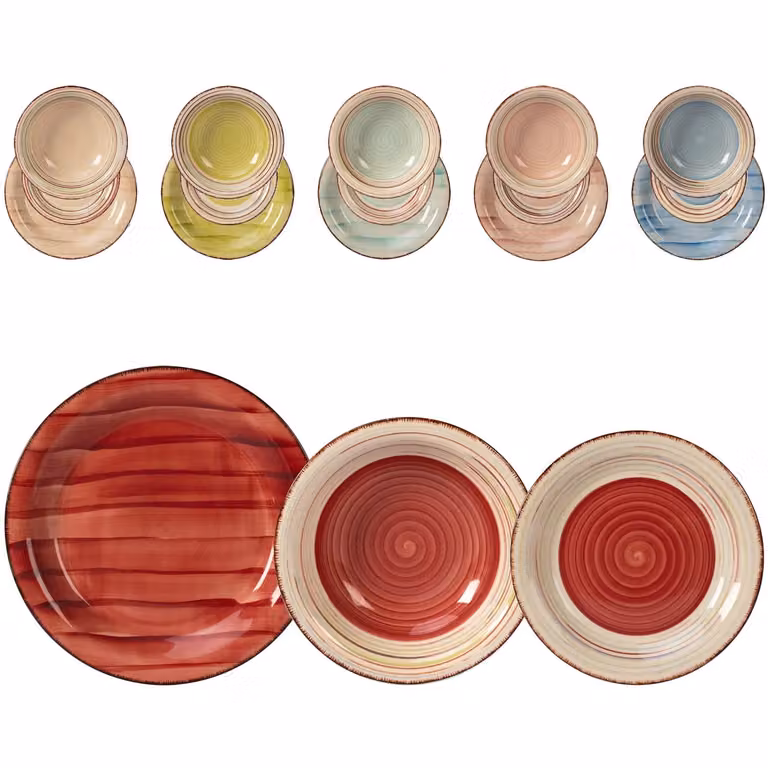 Servizio di piatti Melfi Gusto Casa in stoneware multicolore, 18 pezzi