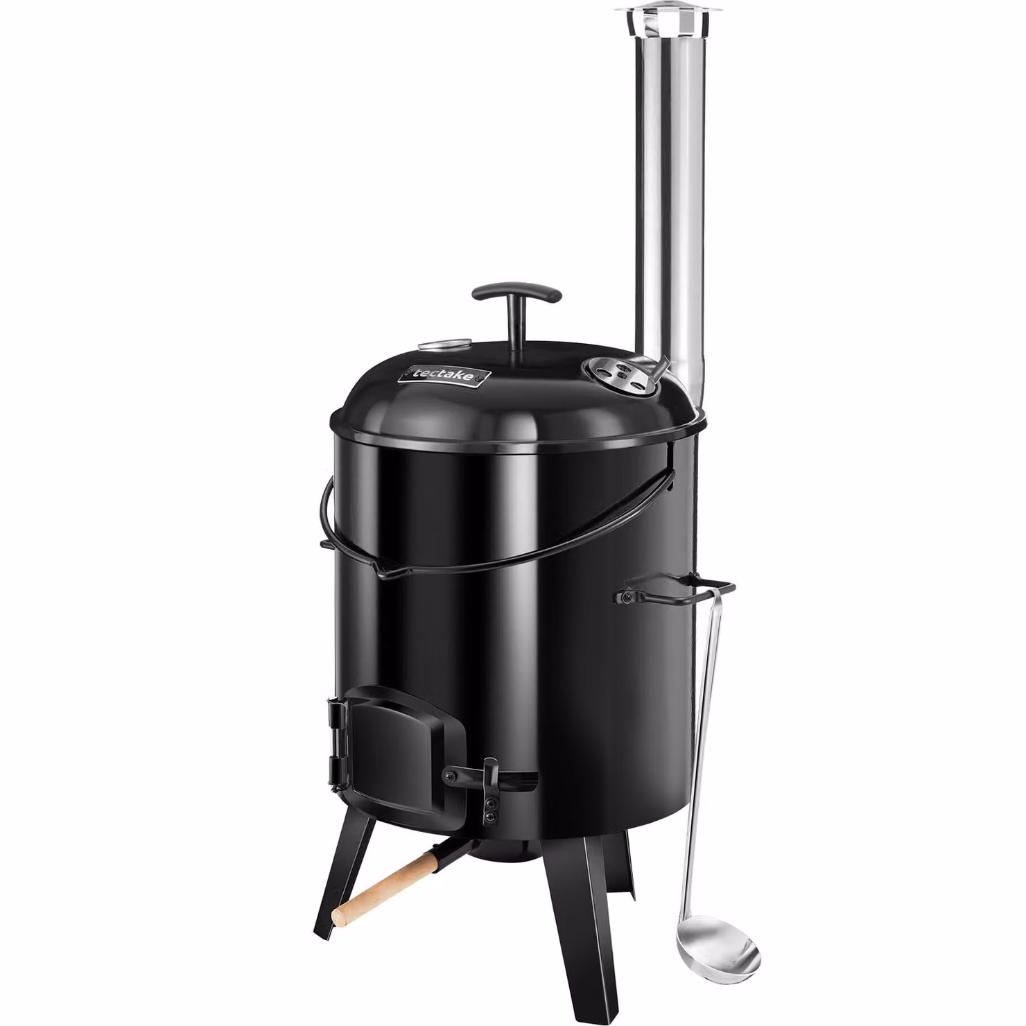 Barbecue da campo Rocket tectake in acciaio nero con termometro e accessori inclusi – 4