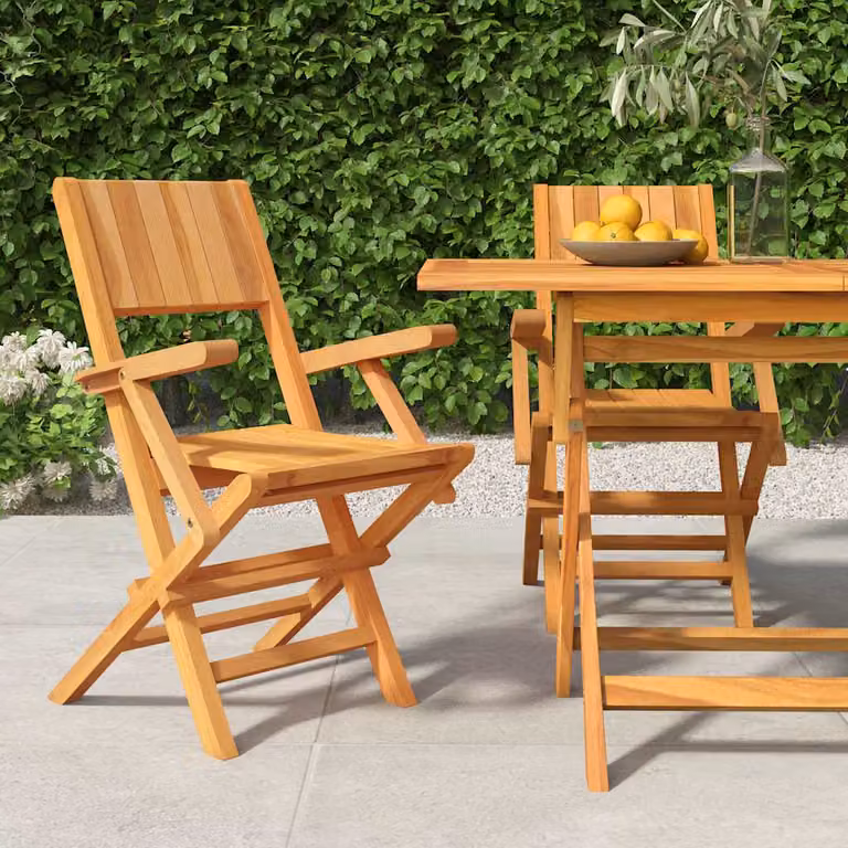 Set di 2 sedie pieghevoli vidaXL in legno massello di teak marrone L/P/H: 55 x 45 x 90 cm