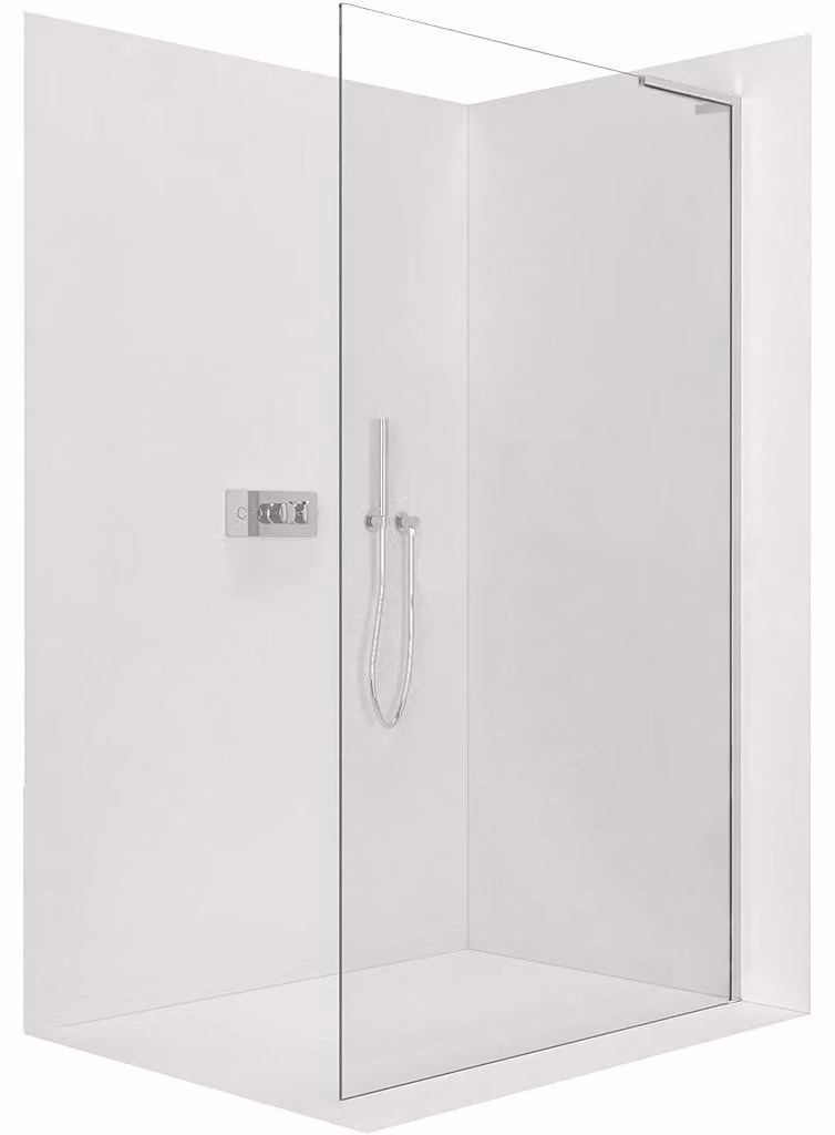 CERANO - Box doccia Walk-in Onyx con montante a L destro - 10 mm - cromato, vetro trasparente - 130x200 cm