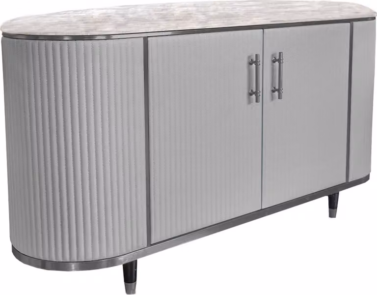 KAWOLA credenza MARIA piano in marmo Pelle finta grigio