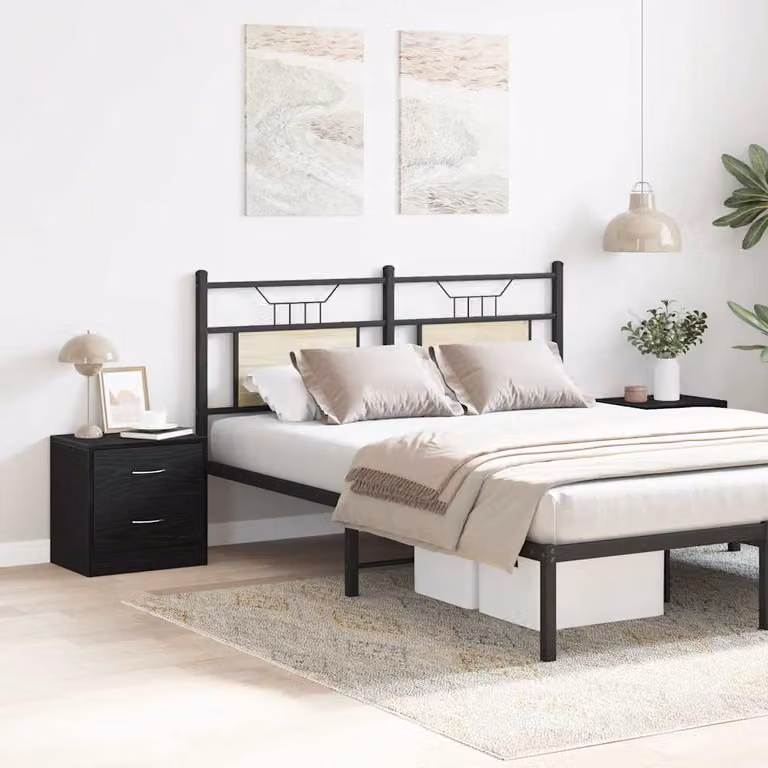 Set di 2 comodini moderni vidaXL in legno multistrato e MDF, colore nero, L 40 x P 30 x H 40 cm