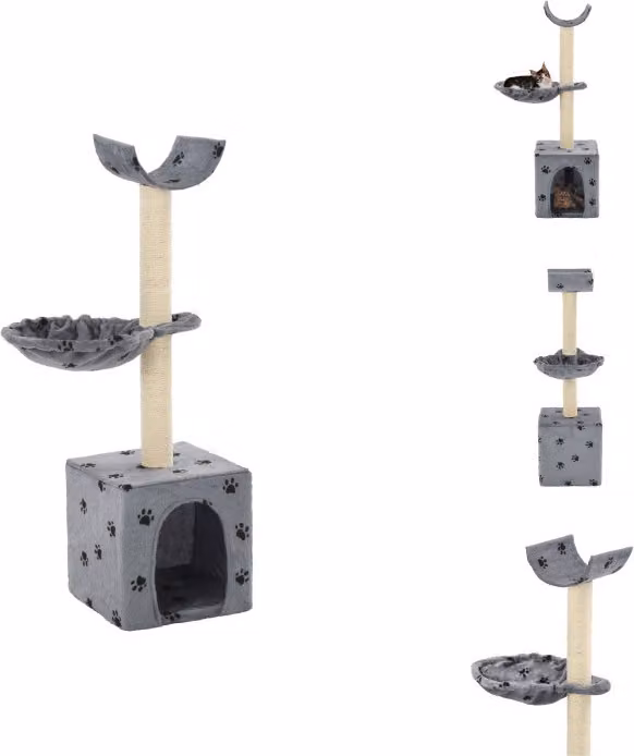 vidaXL Tiragraffi per gatti con colonne in sisal 105 cm stampa zampa grigio - Tiragraffi
