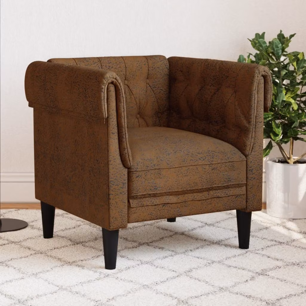 Maison Exclusive - Poltrona Chesterfield, colore marrone, rivestita in tessuto