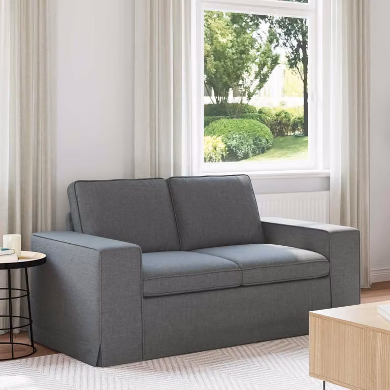 Divano moderno vidaXL in tessuto grigio scuro e nero con struttura in metallo L: 162 cm, P: 80 cm, H: 82 cm