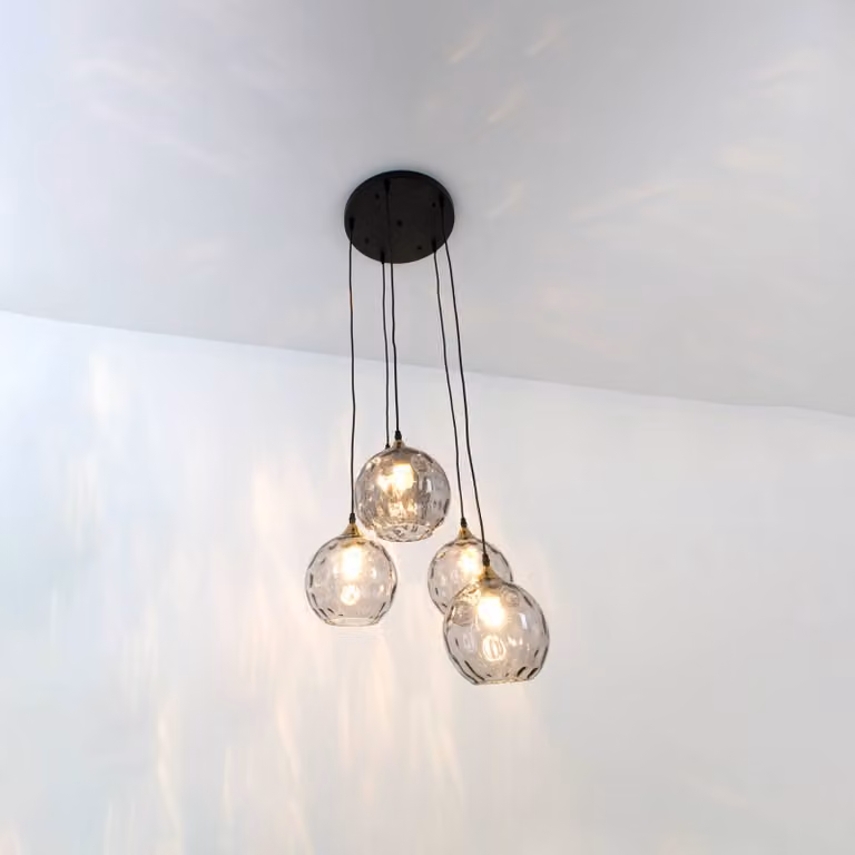 Holländer Lampada a sospensione in vetro Milano, dimmerabile, Alluminio / Grigio / Zincato, Soggiorno / Sala da pranzo, Vetro, Moderno, Lampada a sospensione