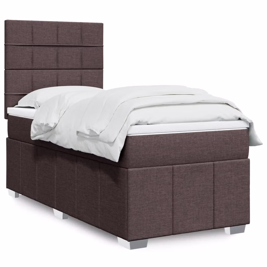Maison Exclusive - Letto boxspring con materasso marrone scuro 100x200 cm tessuto