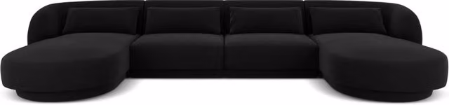 Divano panoramico Tulum a 5 posti Cosmopolitan Design in velluto nero L/P/H: 330 x 154 x 70 cm