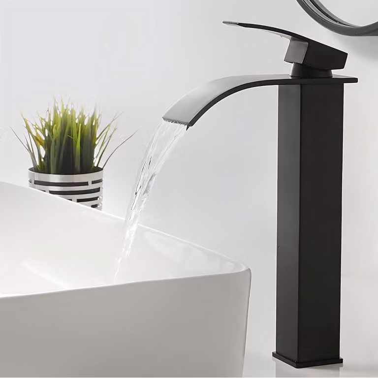 Miscelatore per lavabo a cascata, acciaio inossidabile, nero