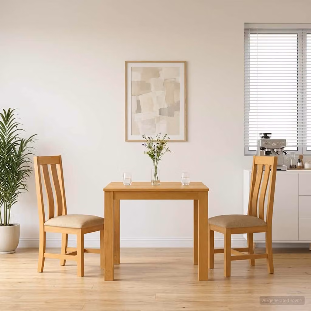 Set da pranzo vidaXL in legno di quercia massello beige composto da tavolo rettangolare e 3 sedie