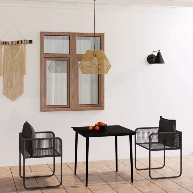Set da Pranzo da Giardino 3 pz Nero 3099083