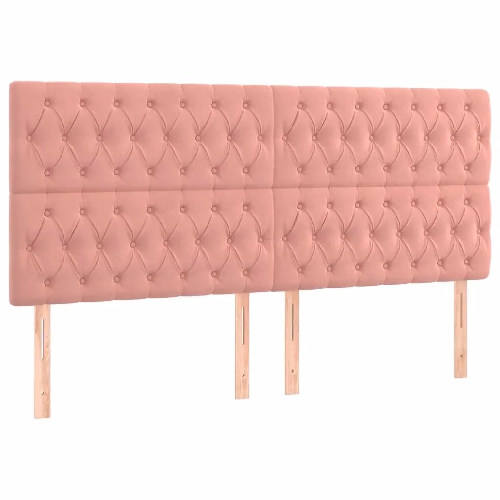 Testiera per letto vidaXL in velluto rosa con pannello imbottito, L: 200 cm, P: 7 cm, H: 118/128 cm – 2