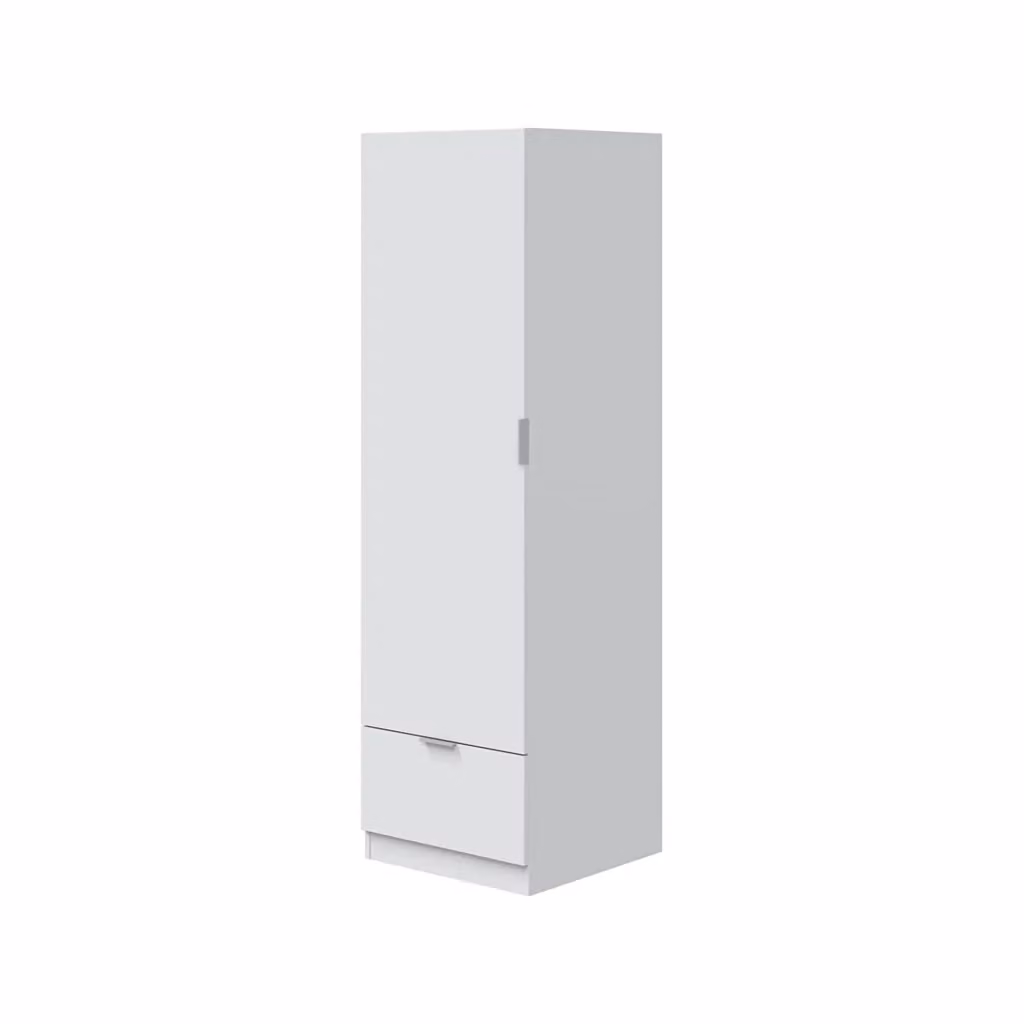 Guardaroba DMORA Bianco con Anta e Ripiani, Design Moderno in MDF – 2