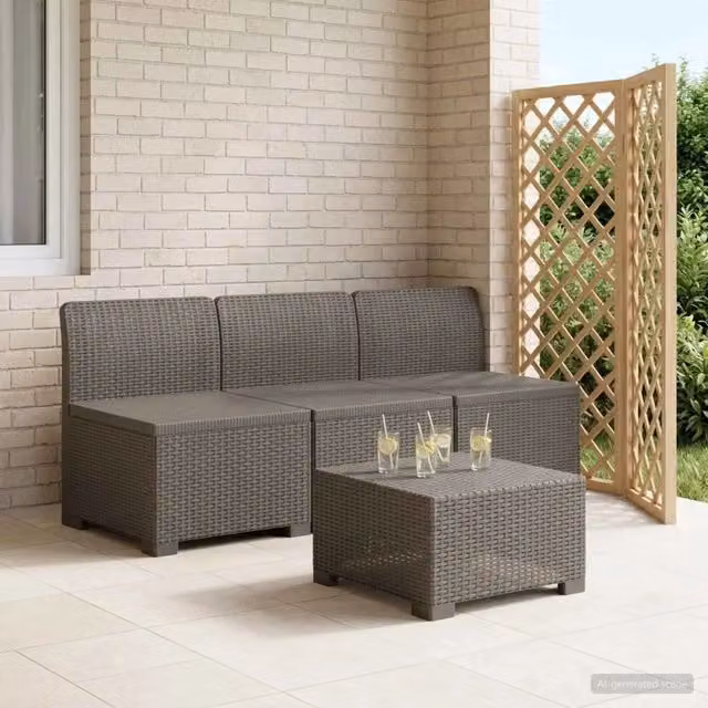 Divano da esterno-Divano da Giardino a 3 Posti in Aspetto Rattan PP Grigio Chiaro 889647