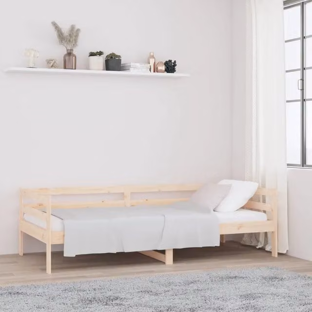 Design Mania Struttura Letto Divano Dormeuse in Legno Massello di Pino Naturale L/P/H: 200 x 80 x 56,5 cm