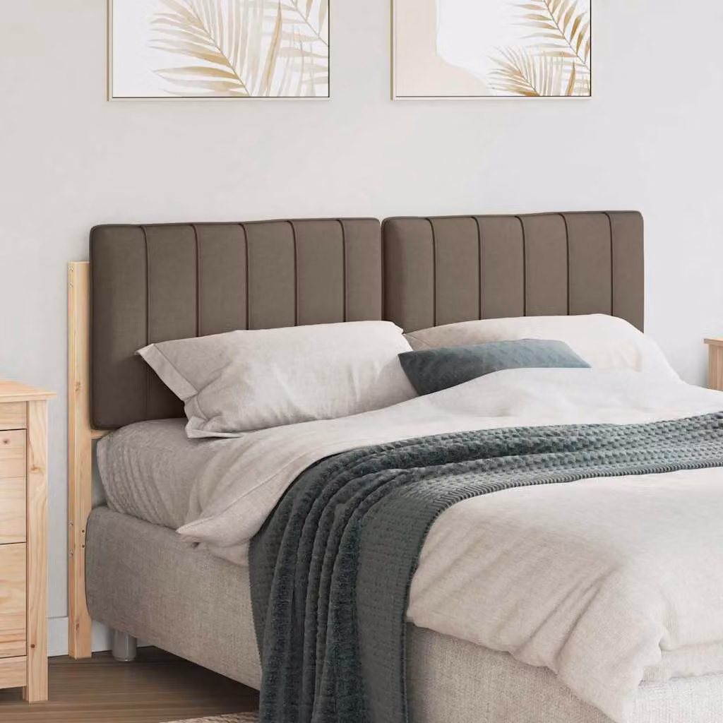 Testiera imbottita moderna vidaXL in pino massello, colore marrone e beige