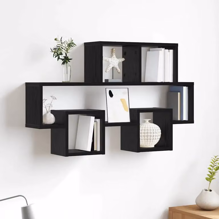 Scaffale da parete vidaXL Rovere nero, L 82 cm x P 15 cm x H 51 cm