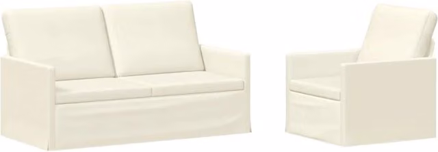 Set di 2 divani moderni vidaXL in tessuto cord beige con struttura in metallo