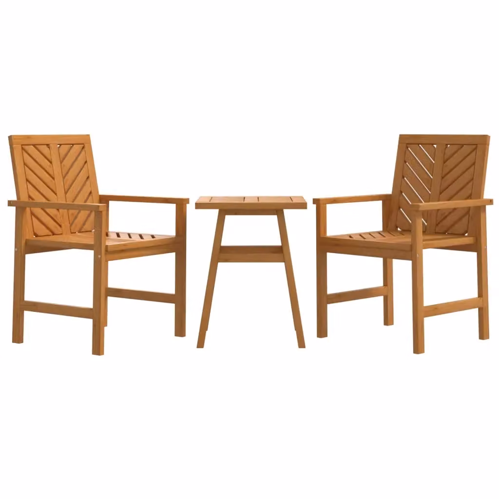 Set da salotto da giardino 3 pezzi vidaXL in legno di acacia oliato marrone e nero con design geometrico moderno – 2