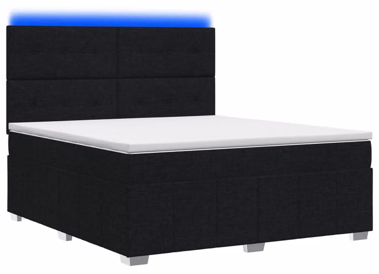 Letto boxspring LED con materasso nero 140 x 190 cm Tessuto
