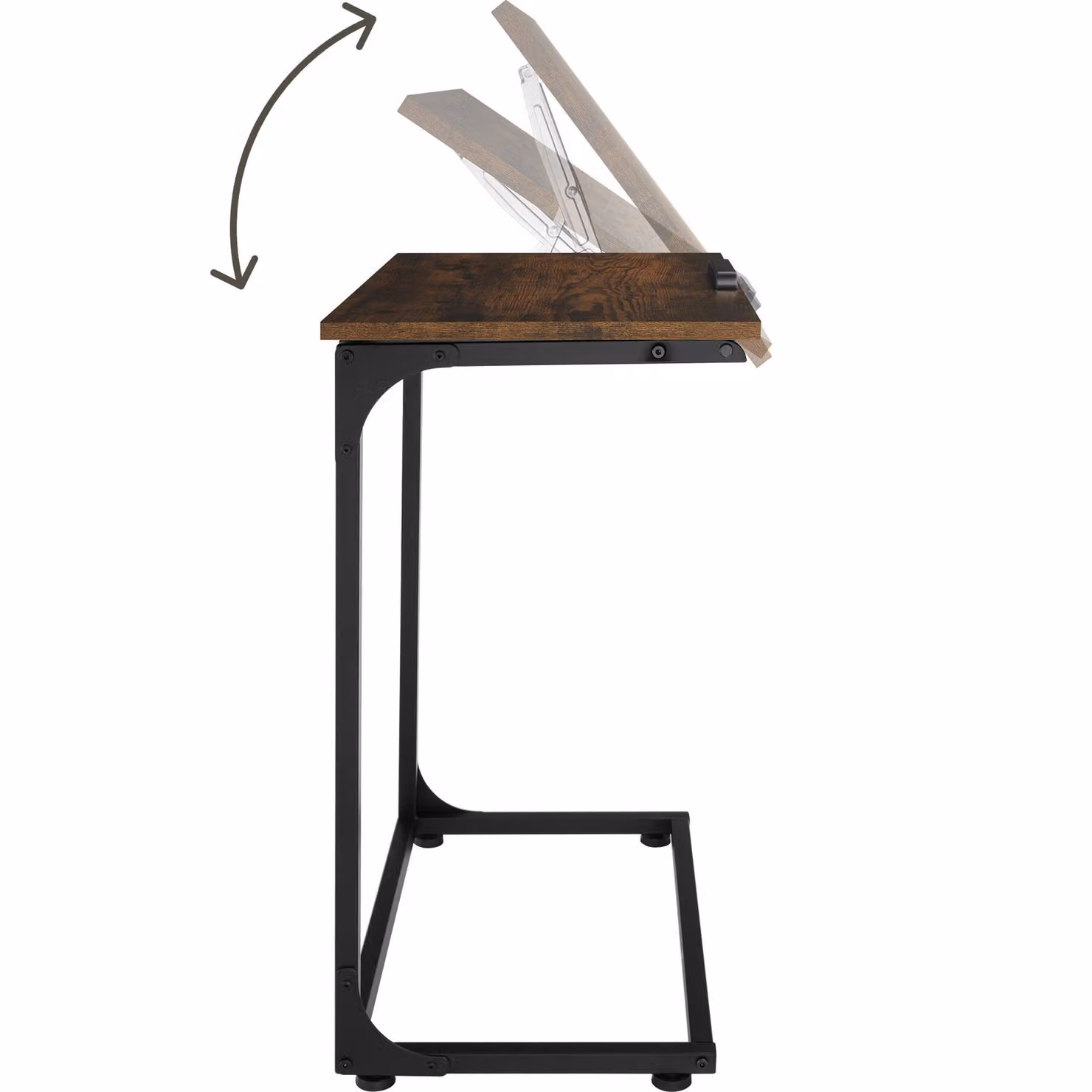 Tavolino Ruston Tectake con piano inclinabile in stile industriale, colore marrone, L: 55 cm, P: 35 cm, H: 66,5 cm – 3