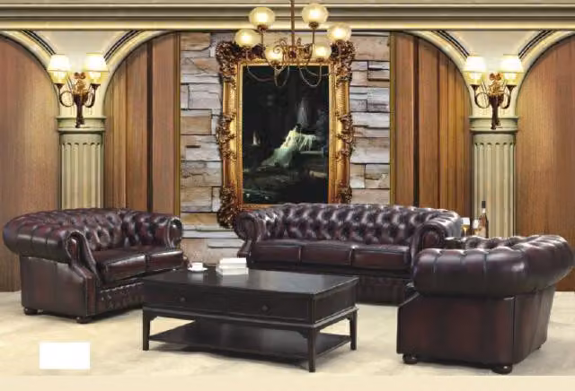 Chesterfield Couch Polst Sitz Sofa Garnitur 3+2+1 Ledersofa Sofagarnitur Oxford