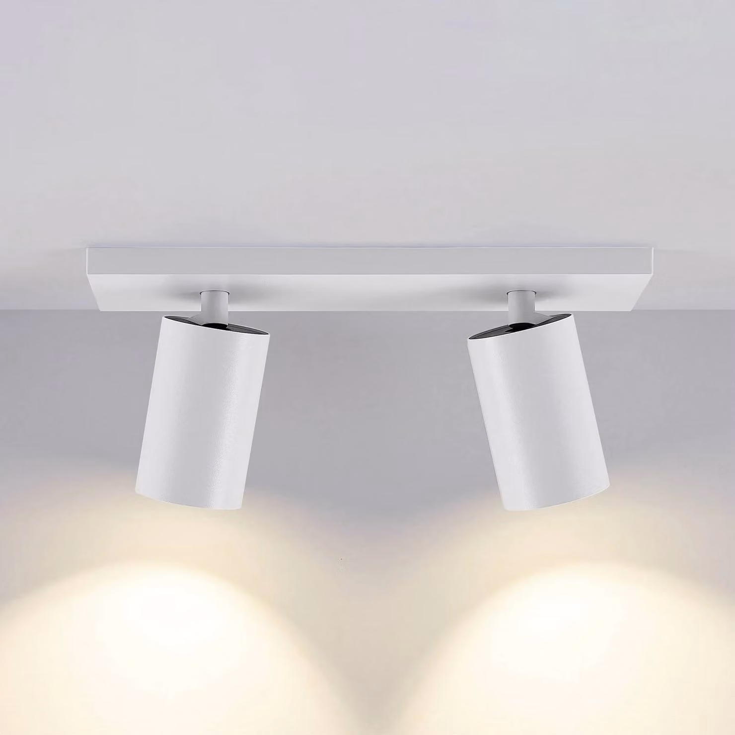 Deko-Light Faretto da soffitto CAN TILT, bianco, 31 x 9 cm, a 2 luci, metallo GU10 dimmerabile, Bianco / Opale, Soggiorno / Sala da pranzo, Alluminio, Faretto