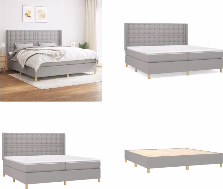 vidaXL Letto a molle con materasso in tessuto grigio chiaro 200x200 cm - Letto a molle - Boxspringbetten - Bett - Schlafzimmermöbel
