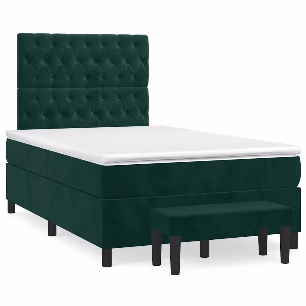 vidaXL Giroletto a Molle Ibrido con Materasso in Velluto Verde Scuro L/P/H: 200 x 120 cm – 2