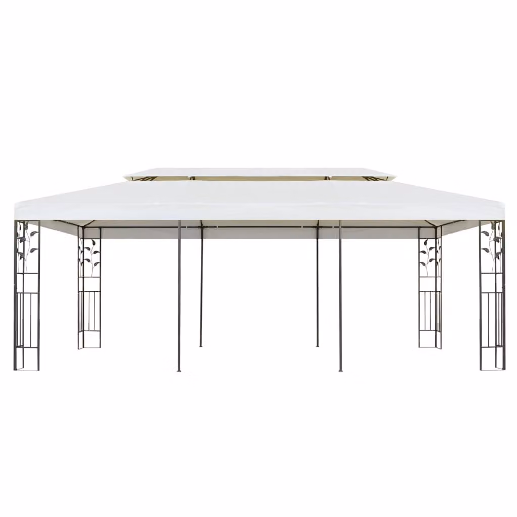 Gazebo con Tetto Doppio Bianco 6x3 m in Acciaio