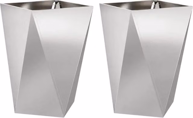 2 pz Fioriera | Cassetta per fiori | Vaso Argento 50 x 50 x 75 cm Acciaio inossidabile