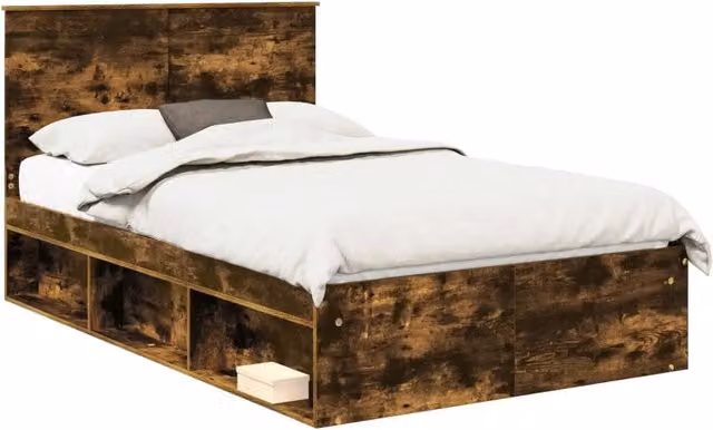 Letto matrimoniale | Letto per adulti | Struttura del letto Rovere fum¨¦ 120 x 200 cm Pino massello