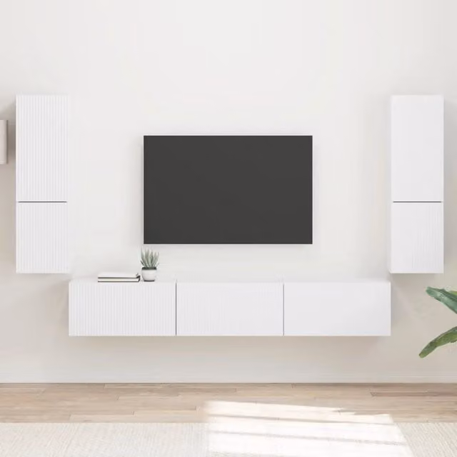 Set mobile TV 4 pz Bianco Legno ingegnerizzato 3409042