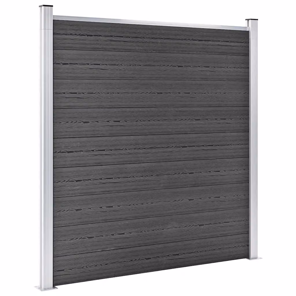 Set di pannelli per recinzione Videx in WPC e alluminio colore nero antracite L: 1311 cm, H: 105-186 cm – 2