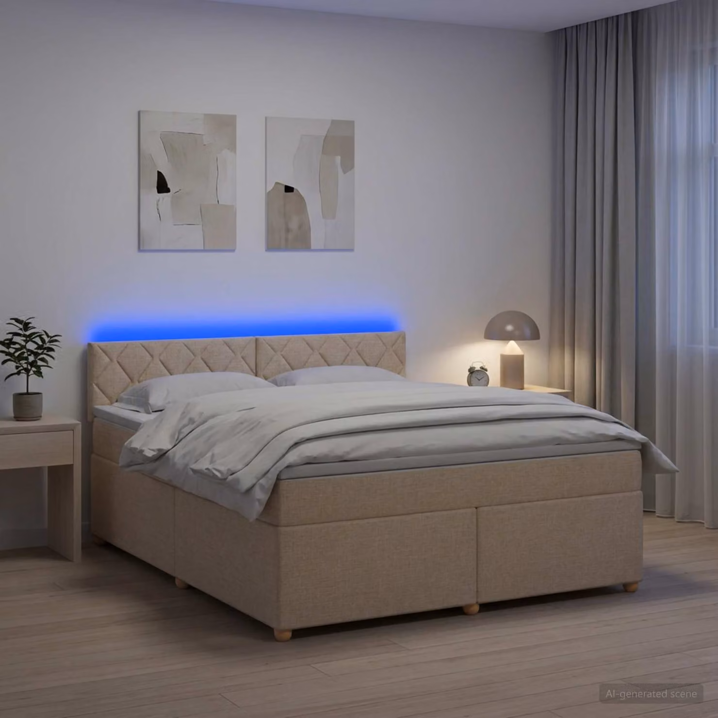 Letto box spring ibrido vidaXL con materasso a molle insacchettate, colore beige e bianco, L/P: 160 x 200 cm