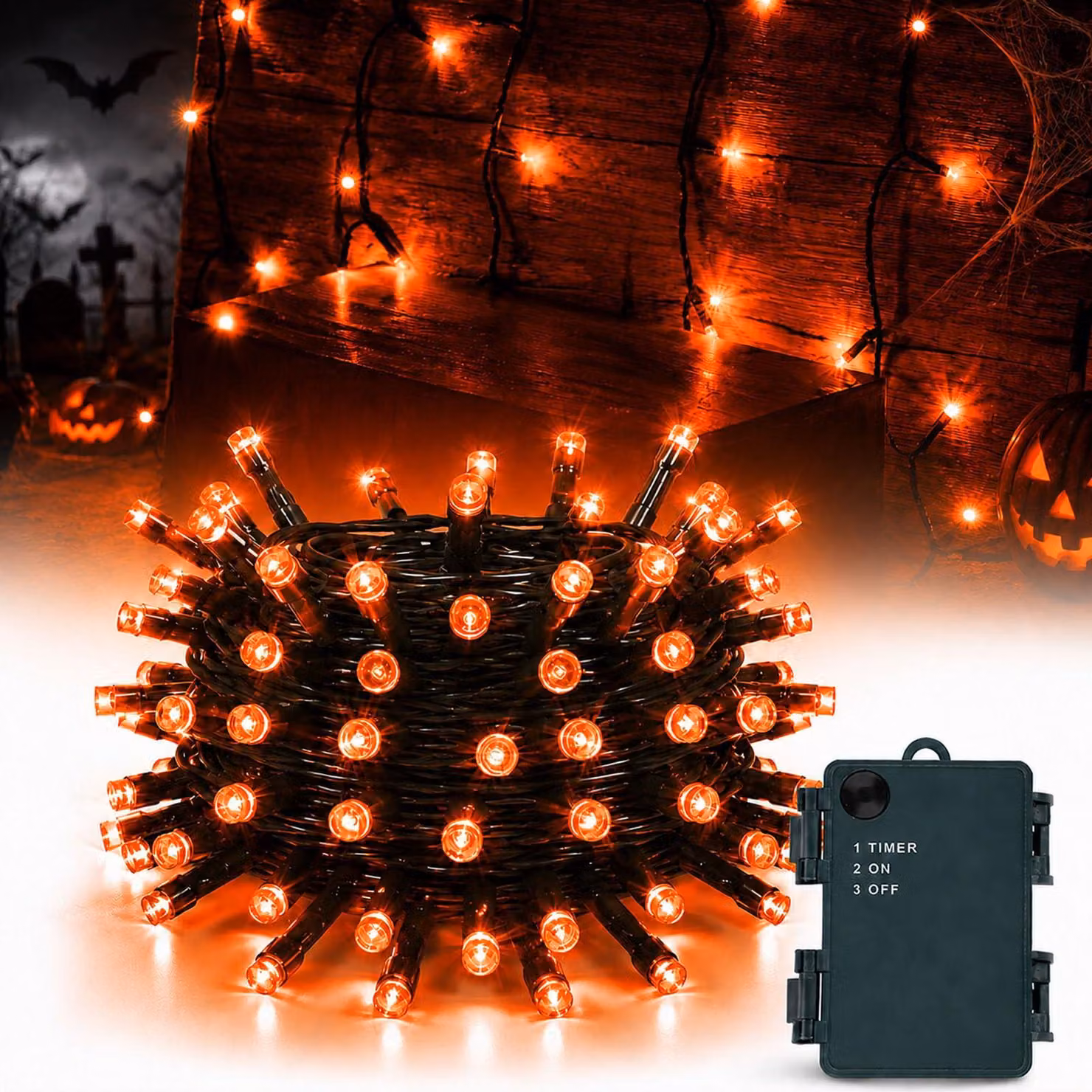 Catena luminosa a tema Halloween - Arancione - YRPD0001