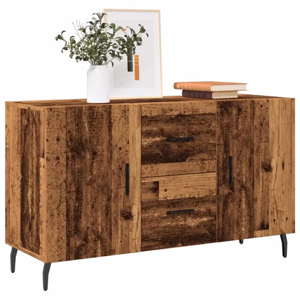 Credenza Buffet in Legno Antico Marrone per Soggiorno e Sala da Pranza L: 100 cm, P: 36 cm, H: 60 cm – 2