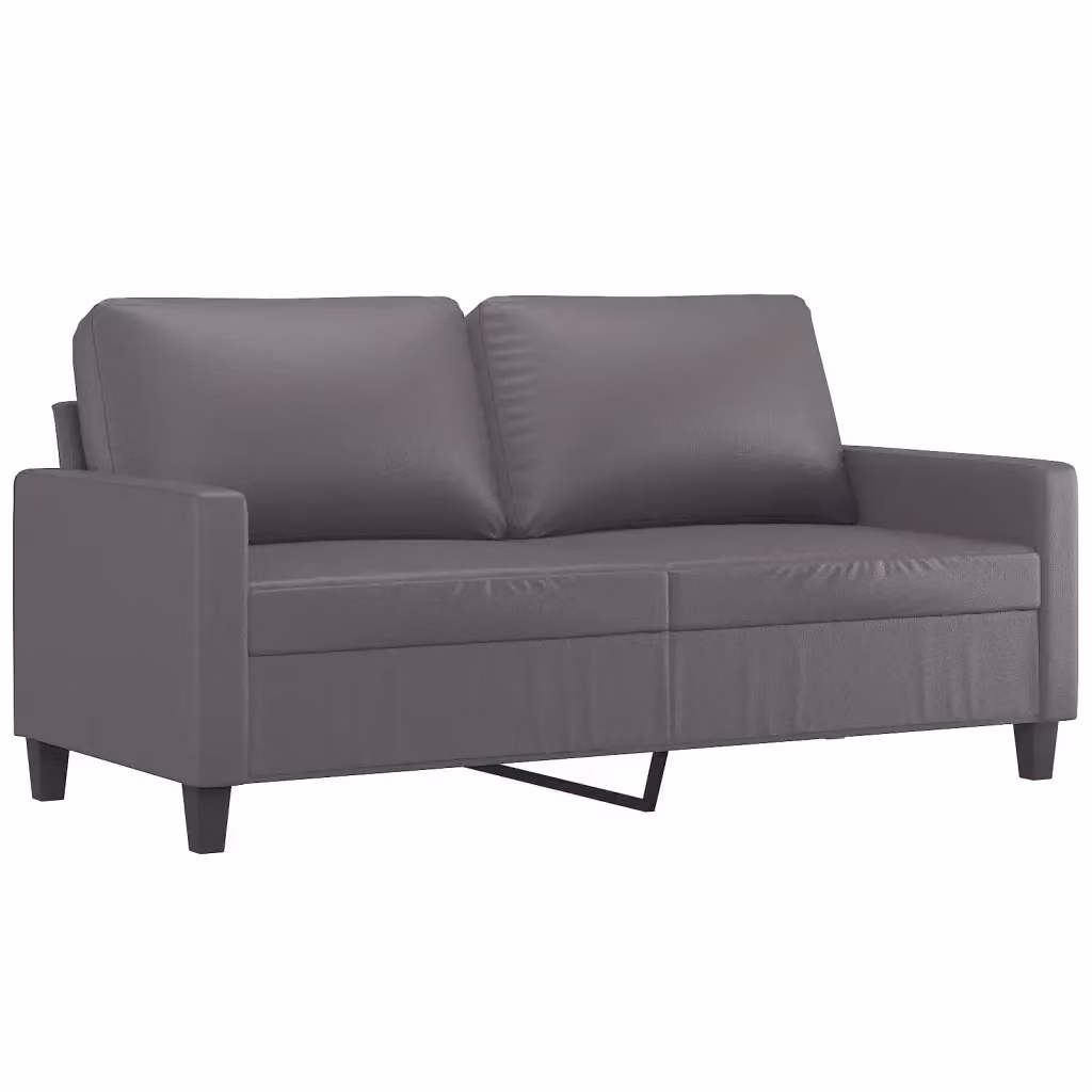 Divano a 2 posti moderno vidaXL in similpelle grigio con struttura in metallo – 2