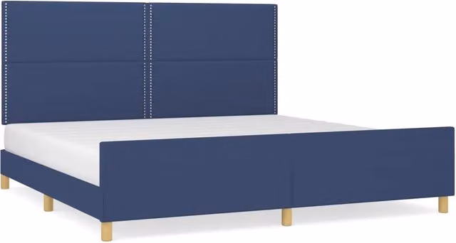 Letto matrimoniale | Letto per adulti | Giroletto senza Materasso Blu 200x200 cm in Tessuto