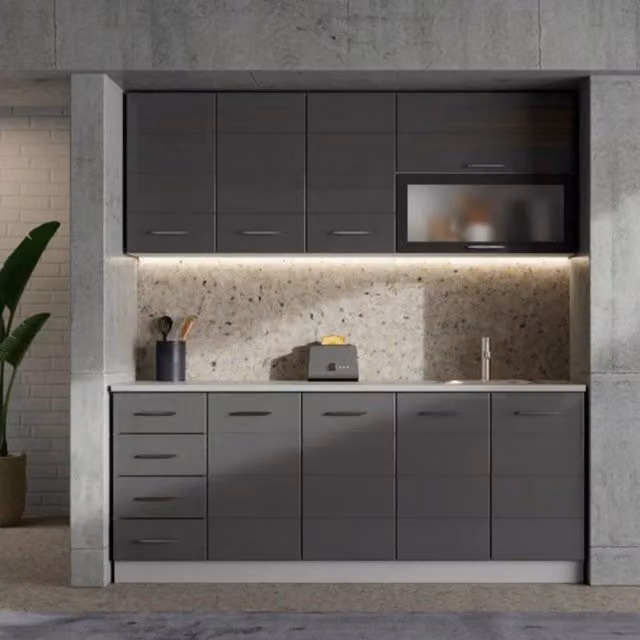 Cucinino Riquew DMORA Grigio Scuro con 6 Ripiani e Ante a Battente – 1