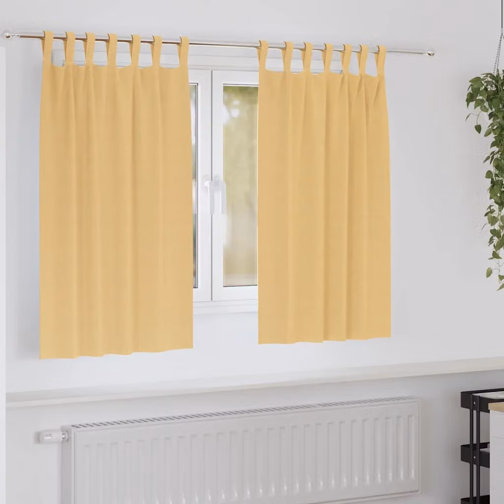 Set di 2 tende blackout vidaXL con anelli in poliestere, colore beige, L: 140 cm x H: 140 cm